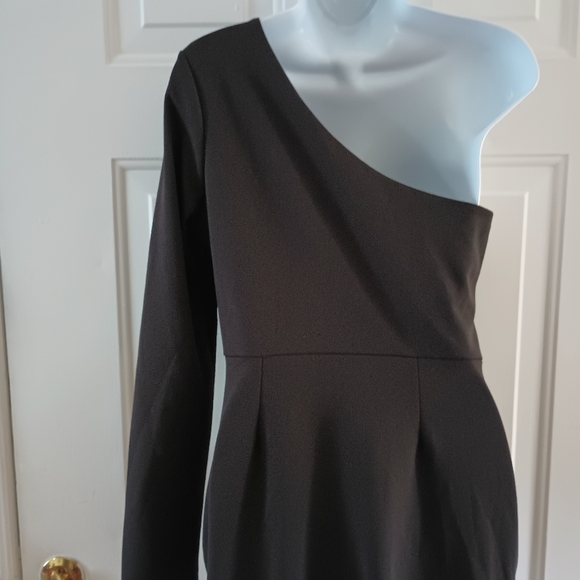Steel Mill & Co Black One Shoulder Long Sleeve Wrapped Dress. Size L - Picture 9 of 13